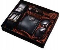 Męski Zestaw Prezentowy z Portfelem, Paskiem, Okularami i Bransoletką