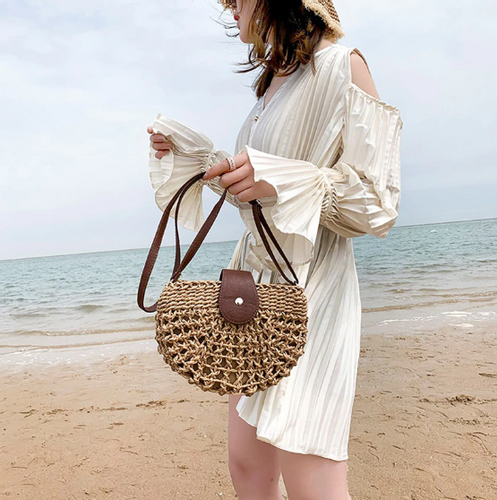 Torebka PLECIONA na ramię BOHO KOSZYK PÓŁKSIĘŻYC na Arena.pl