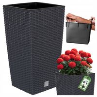 DONICZKA DONICA OGRODOWA TARAS RATTAN KWIETNIK ANTRACYT WYSOKA 61CM WKŁAD
