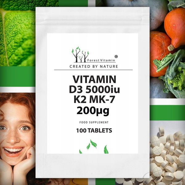 WITAMINA D3 5000 iu+K2 MK-7 200 mcg 100 tab NOWOŚĆ zdjęcie 12