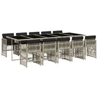 11-cz. zestaw mebli do ogrodu z poduszkami jasnoszary rattan PE