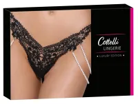 cottelli lingerie stringi koronkowe z perłowymi łańcuszkami m/l