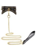 studded collar and leash black