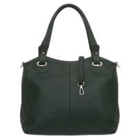 VERA PELLE torebka skórzana shopper z paskiem na ramię V658 c.zielona