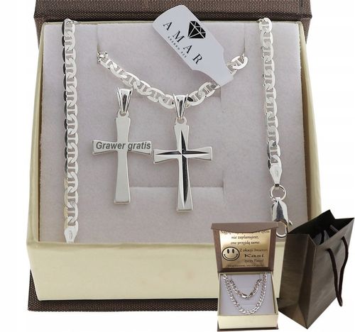 SREBRNY PEŁNY ŁAŃCUSZEK DAMSKI GUCCI Z KRZYŻYKIEM PR. 925 + GRAWER GRATIS na Arena.pl