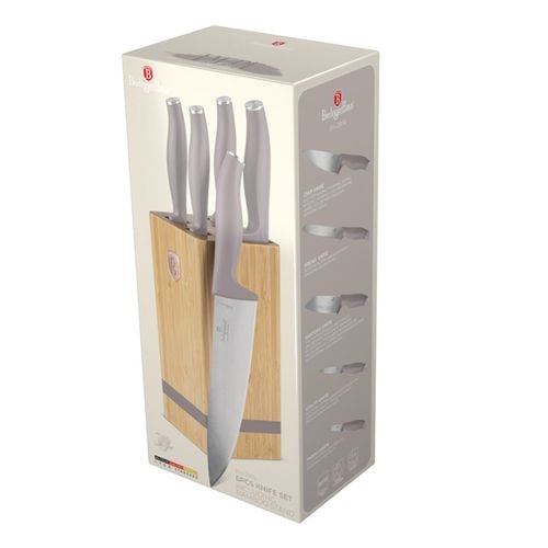 zestaw noży berlinger haus bh-2974 taupe w bloku bambusowym na Arena.pl