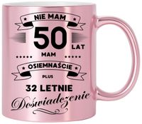 KUBEK RÓŻOWY METALIK PREMIUM PREZENT NA 50 URODZINY ORYGINALNY UPOMINEK