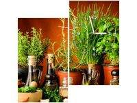 60X60CM ZEGAR PRZYPRAWY ZIOŁOWE OBRAZ DREWNO ŚCIAN KWADRAT