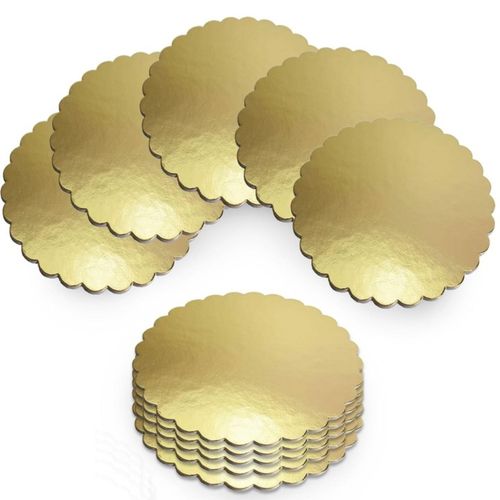 Podkład Pod Tort Złoty Okrągły 30 cm Gruby Karbowany 2000g Fala Wielorazowy na Arena.pl