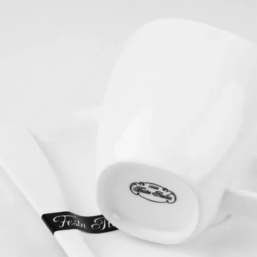 FILIŻANKA ZE SPODKIEM 200ML KPL. VIVA PORCELANOWA BIAŁA DO KAWY UNIWERSALNA na Arena.pl