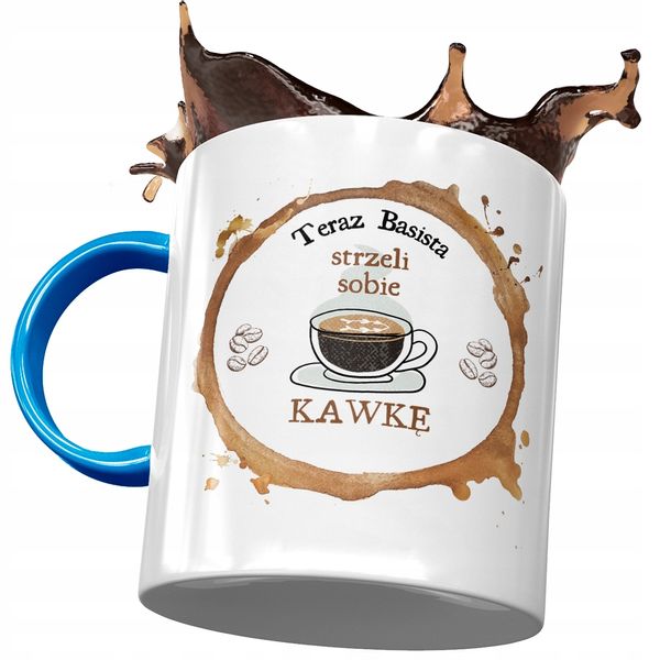 Kubek Błękitny Dla Basisty Strzeli Sobie Kawkę Z Nadrukiem Ze Zdjęciem zdjęcie 1
