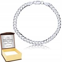 Srebrna Bransoletka 925 Męska Pancerka Grawerem