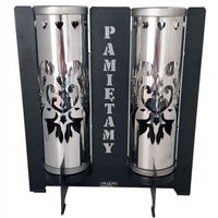 PODWÓJNY ZNICZ lampion METALOWY nowoczesny DUET TUBA PAMIĘTAMY dla MAMY