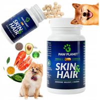 PAW PLANET SKIN HAIR TABLETKI NA SIERŚĆ WŁOSY DLA PSA WITAMINY OMEGA3 60SZT