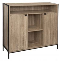 KOMODA SZAFKA DĄB METAL DO SALONU SYPIALNI LOFT NOWOCZESNA 2 DRZWU + PÓŁKA