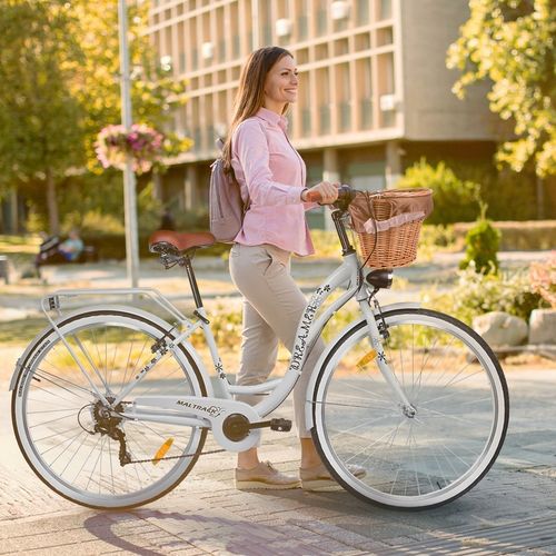ROWER MIEJSKI DAMSKI 28'' DAMKA WIKLINOWY KOSZYK KOSZ 6 PRZERZUTKI SHIMANO na Arena.pl