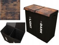 Kosz na pranie składany dwukomorowy 115L materiałowy z pokrywą