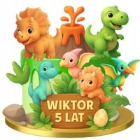 WYDRUK CUKROWY OPŁATEK NA TORT DINOZAURY DINO ZESTAW POSTACI + GRATIS