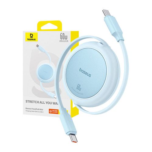Kabel USB Baseus Free2Pull Mini USB-C do USB-C 60W, 1m (niebieski) na Arena.pl