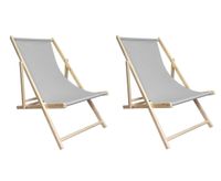 Zestaw leżaków 2szt Leżak Drewniany Szary – Regulowany 3 Pozycje