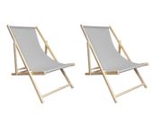 Zestaw leżaków 2szt Leżak Drewniany Szary – Regulowany 3 Pozycje