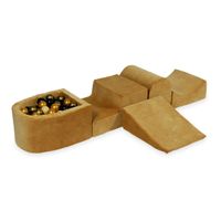 Piankowy plac zabaw z górką i z basenem micro Velvet soft carmel + 100 piłek (beż, stare złoto, złoto, czarne)