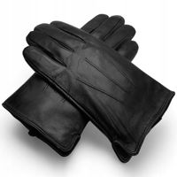 Rękawiczki Skórzane Męskie Lekko Ocieplane Czarne rXL Skóra Naturalna PRIUS