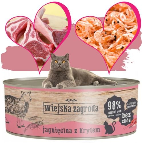 karma mokra dla kota jagnięcina z krylem 85g wiejska zagroda bez zbóż na Arena.pl