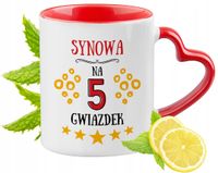 Dla Synowej Kubek Czerwony Z Uszkiem W Kształcie Serca Na Prezent