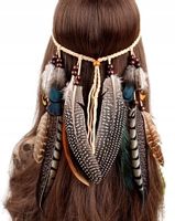 Wianek Opaska Piórka PIÓRA Do Włosów Etno Boho PAW