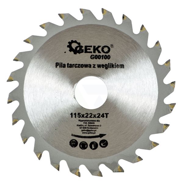 PIŁA TARCZA WIDIOWA DO CIĘCIA DREWNA 115x20 24 ZĘBY TNĄCE GEKO G00100 zdjęcie 2