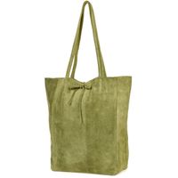 Damska Włoska Skórzana Torebka Worek A4 Troczek oliwka W18