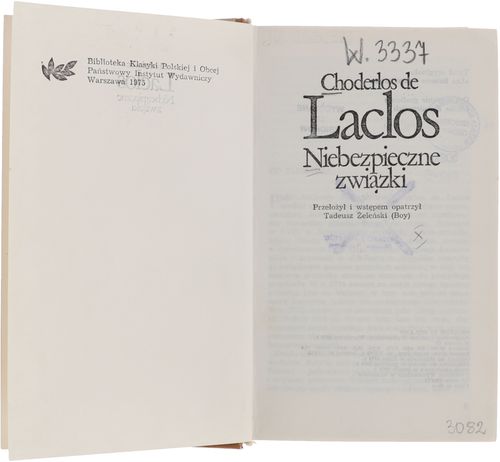 Choderlos de Laclos Niebezpieczne związki seria Biblioteka Klasyki 1975 na Arena.pl