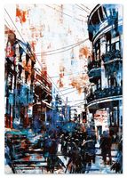 Plakat abstrakcja niebieskie miasto 30x40 cm