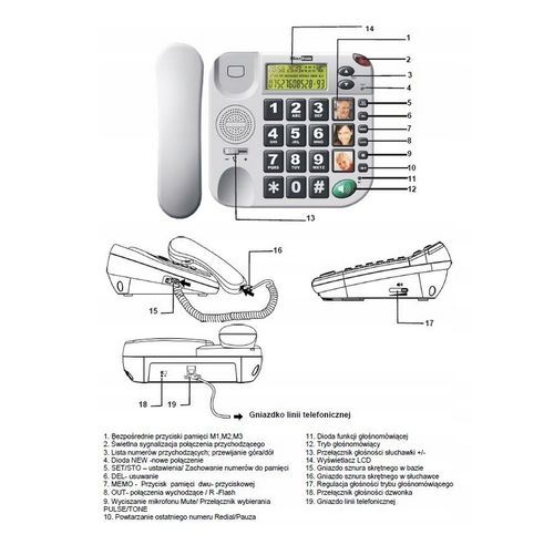 TELEFON STACJONARNY DLA SENIORA MAXCOM KXT481 PILOT SOS na Arena.pl