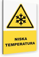 Tabliczka znak informacyjny 20x15 Biała NISKA TEMPERATURA Dibond NADRUK UV