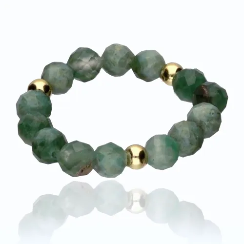 PIERŚCIONEK NA GUMCE KAMIEŃ NATURALNY JADEIT AFRYKAŃSKI DOBROBYT OBFITOŚĆ na Arena.pl