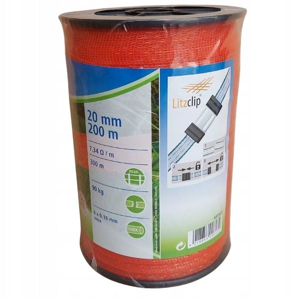 Taśma BASIC 20 mm 200m dla koni PASTUCH pomarańczo zdjęcie 3