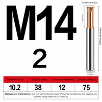 Frez do gwintowania jednoostrzowy Rozmiar: M14x2.0x75L - TiSiN
