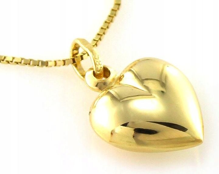 Złota zawieszka 333 subtelne gładkie serduszko 8K na łańcuszek wisior serce zdjęcie 1