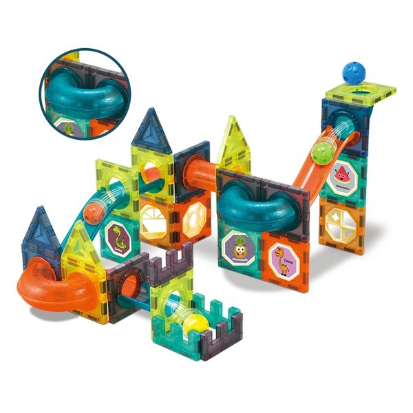 WOOPIE Klocki Magnetyczne Tor Kulkowy Świetlny Kulodrom 75 el. zdjęcie 14