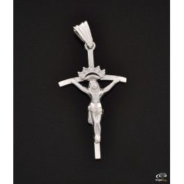 SREBRNY KRZYŻYK PAPIESKI Z JEZUSEM Z CYRKONIAMI PRÓBA SREBRA 925 na Arena.pl