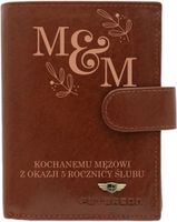 ZESTAW Portfel męski skórzany GRAWER prezent na rocznicę ślubu + inicjały
