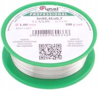 Cyna bezołowiowa do lutowania z topnikiem SW32, 1mm, 100g, CYNA 1/100CU