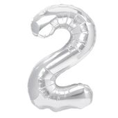 balon foliowy srebrny cyfra 2 100cm urodziny