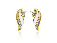 Delikatne rodowane pozłacane srebrne kolczyki celebrytka skrzydła skrzydełka wings cyrkonie srebro 925 Z1727EGR