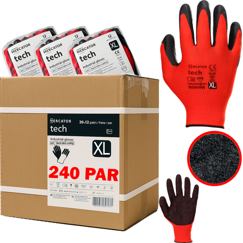rękawice robocze mercator tech red+black latex - xl - 240 par na Arena.pl
