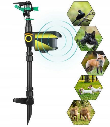 WODNY ODSTRASZACZ ZWIERZĄT KOTY PSY PTAKI KUNY Podczerwień OBRÓT 360° SOLAR na Arena.pl