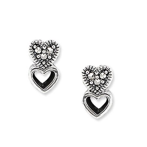 srebrne kolczyki serduszka z markazytami - kdm5937 na Arena.pl