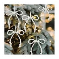 kokardki perełkowe na choinkę, ozdoby świąteczne 10 x 12 cm, zestaw 6 szt